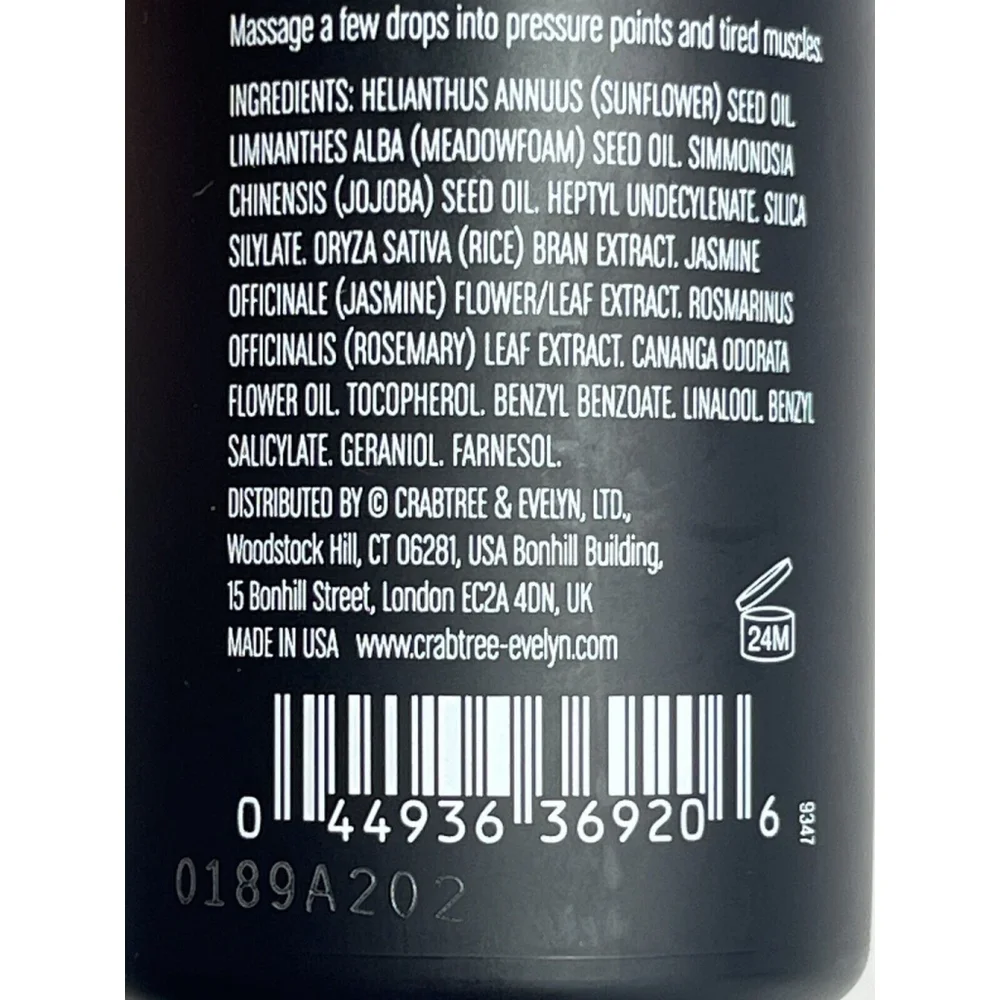 Crabtree & Evelyn BALI Jasmine +Ylang Ylang Self-Massage Oil 3.3 fl oz Set of 4‎